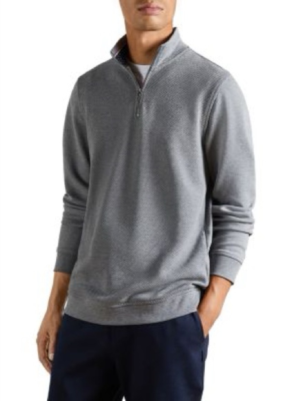 Ted Baker Berks Quarter Zip in Heathered Grey